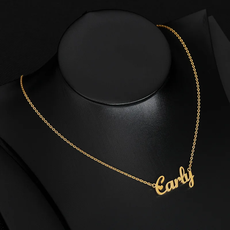 Custom Stainless Steel Diy Private Adjustable Necklaces for Man Women 18K Gold Plated Necklace English Name