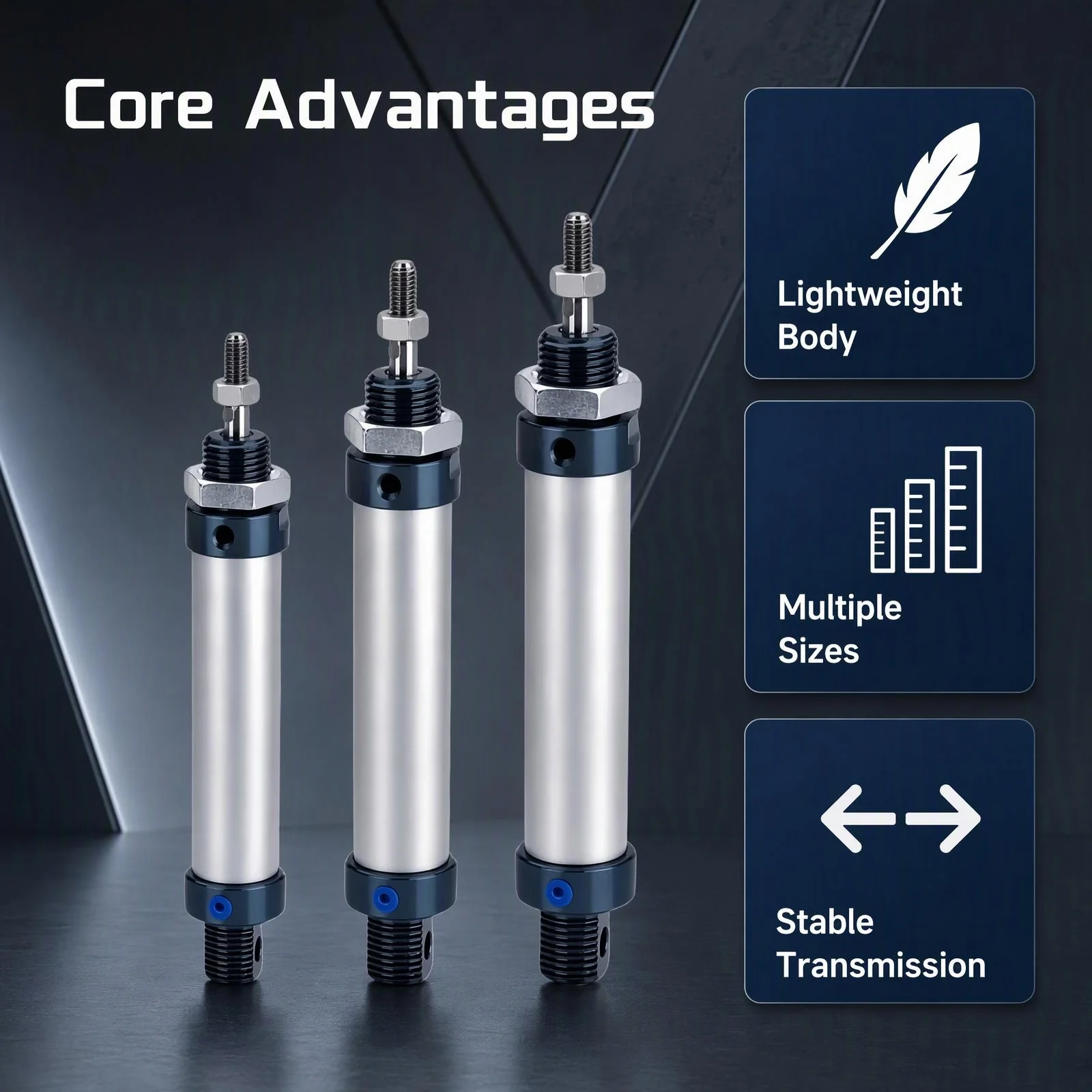 MAL16/20/25/32mm Bore Pneumatic Mini Cylinder 25/50/75/100/200/250mm Stroke Single Lever Pneumatic Air Cylinder