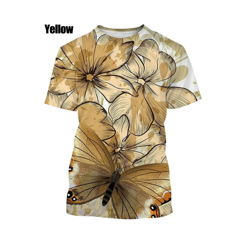 New Fashion Summer Womens T Shirt 3D Butterfly Printed Graphic T-Shirt Personality Street O Neck Short Sleeved Men Tees Tops