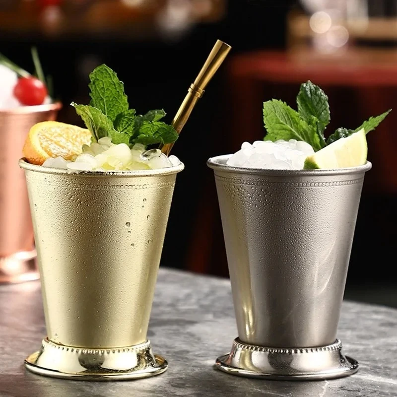 JUSTINLAU 350ml Mint Julep Cup Stainless Steel Cocktail Cup Rolled‑rim Mojito Metal Cup for Cocktails and Whiskey Mixed Drinks view 3