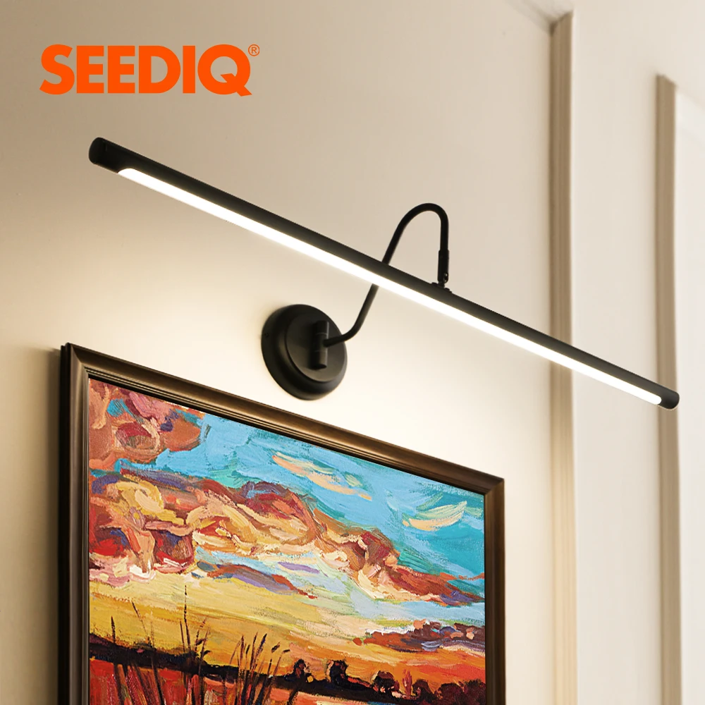 Seediq Modern Led Wall Light Wall Mounted Black Bathroom Mirror Light AC85-265V Indoor Wall Lamps 16 22W Long Picture Light