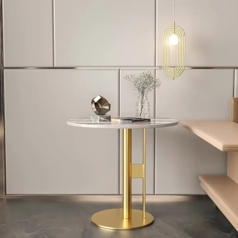 Round Sofa Side Table Light Luxury Slate Coffee Table Designer Living Room Bookshelf Furniture Nordic Modern Table image 2
