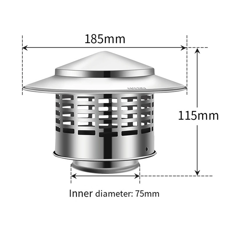 Round Chimney Cap Stainless Steel Tapered Top Chimney Cap With Screen Outside Roof Fireplace Screen Cover