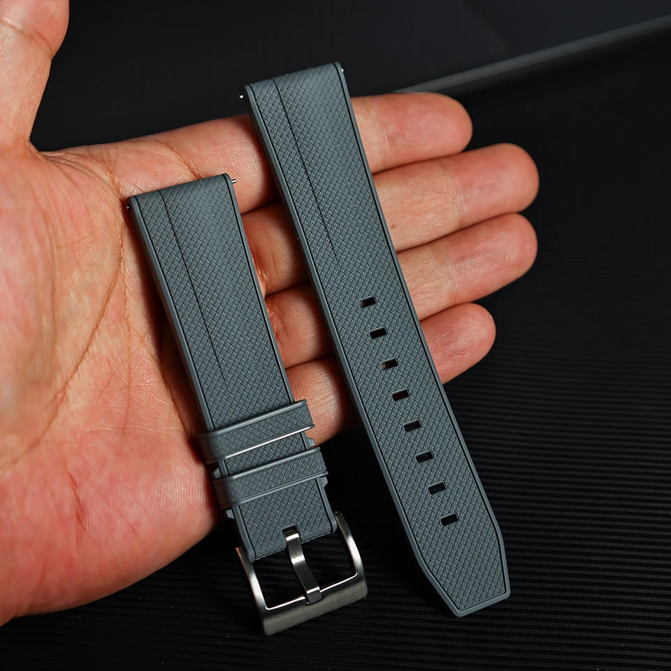 Großhandel Modische Sport-Uhrenarmbänder mit Schnellverschluss, Vulkanisierter Gummi, 20mm 22mm FKM Uhrenarmband – Detail 9