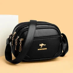 High Quality Soft Leather Women Shoulder Crossbody Bag Multilayer Multi-pockets LargeCapacity Messenger Bag Purse Female Handbag