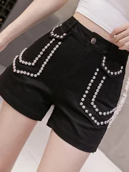 High Waist Slimming Denim Shorts Women's Casual Wide Leg Pants Elastic Hot Shorts Spring Summer New Arrival Korean Style