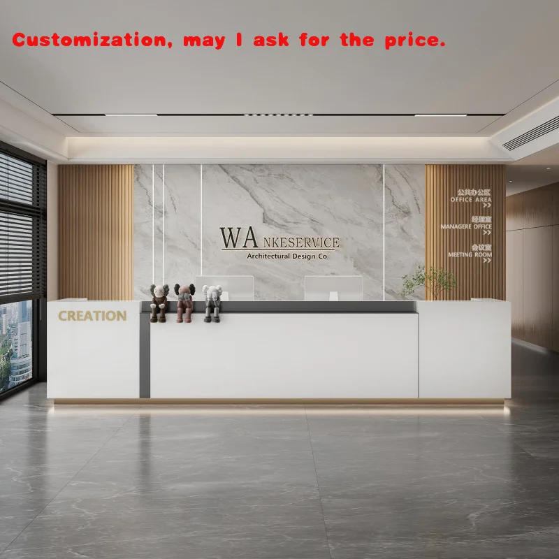 

на заказ.Минимально современная стойка регистрации компании из МДФ, отель, салон красоты, бар, магазин одежды, свет, роскошный клуб, приемная, школа