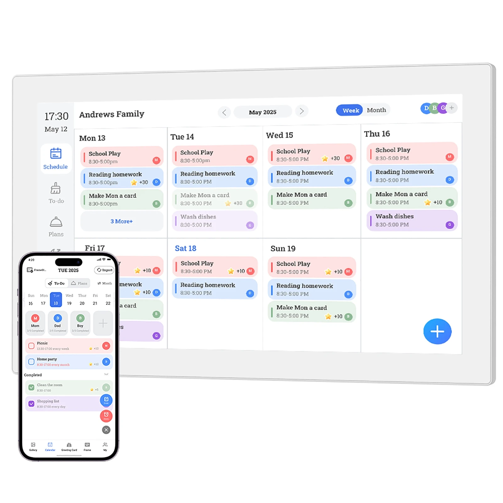 

15.6-inch Digital Calendar Planner Chore Chart 1080P HD Touch Screen Wall-mounted/Desktop Smart Electronic Calendar Planner