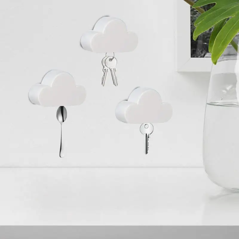 Magnet Keychain Holder 3D Cloud Wall-Mounted Neodymium Magnetic Key Hanger Creative Keys Hooks Storage On Door For Home Decor