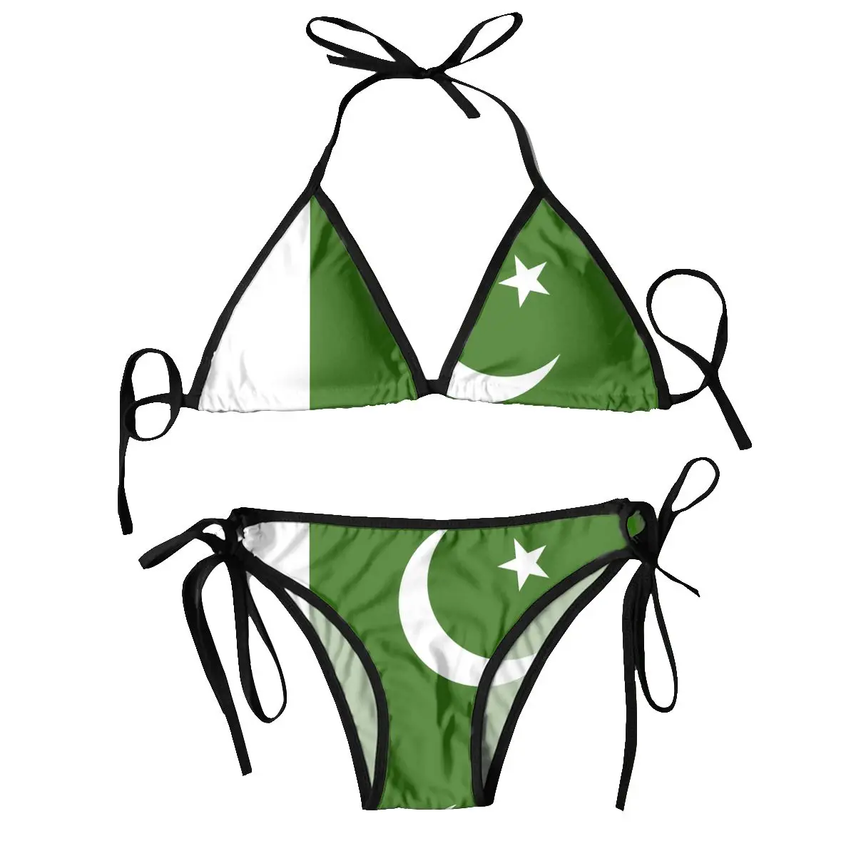 Bikini Femme 2024 Luxe Pakistan Flag Two Piece Women's Set