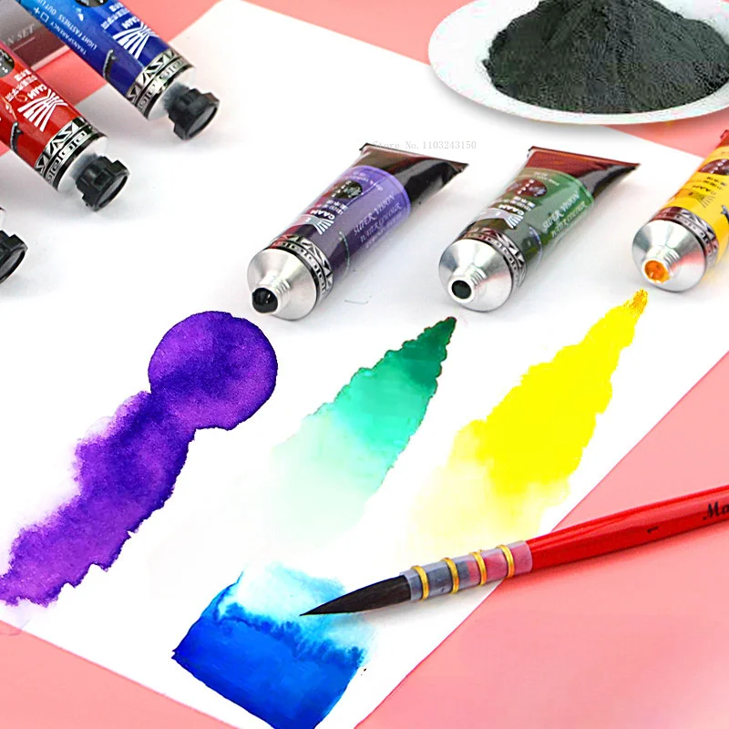 15ml Tubular  Natural Plant High Transparent Watercolor Pigment  Art Painting Tool Master Level Watercolor Painting Creation