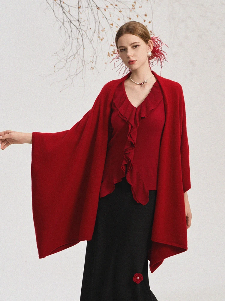 

Niniliuiu4-Color Knitted Wrap Dr Casual mat Ele Old Money Sle Red White Bla Brown Women's Cardigan Sweater