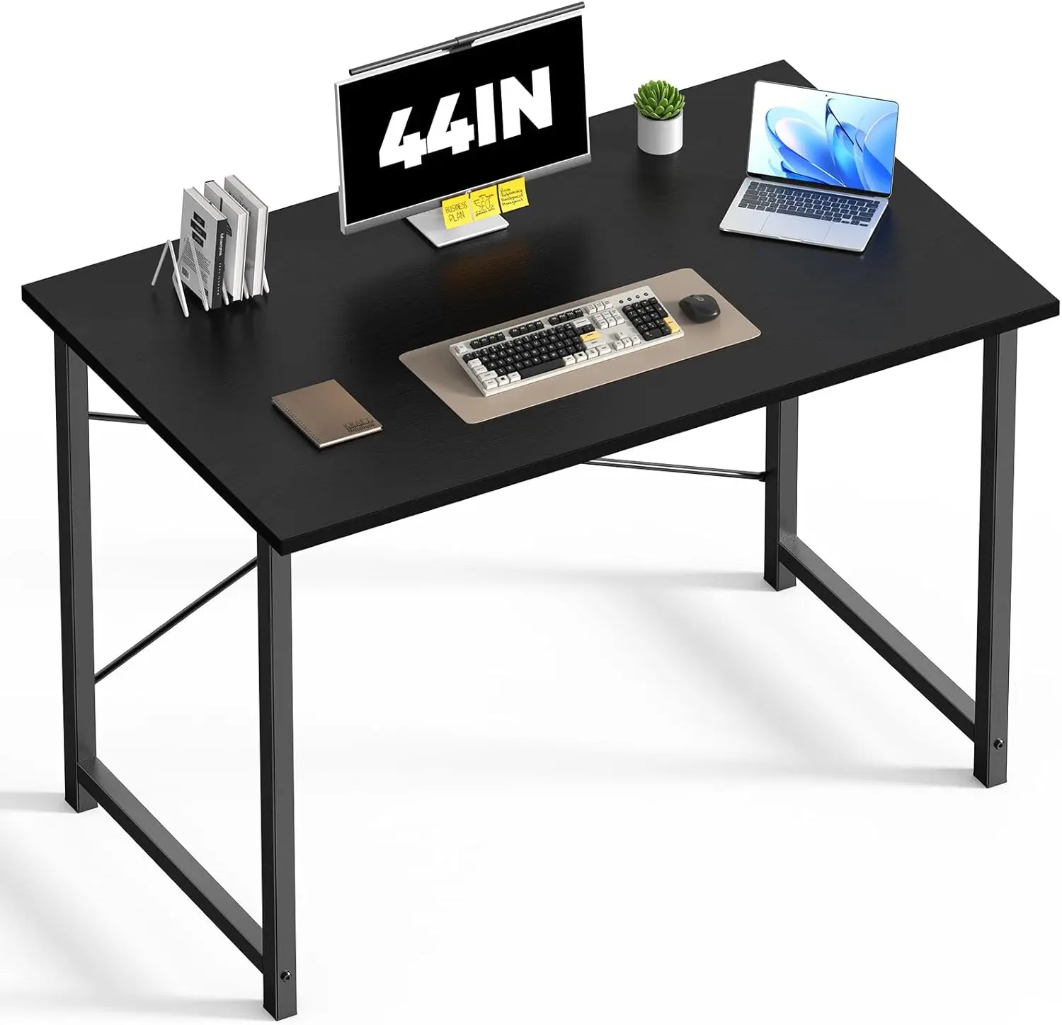 

44-inch Modern Computer Desk for Home Office, Study Work Table with X-Shaped Reinforcement, Black