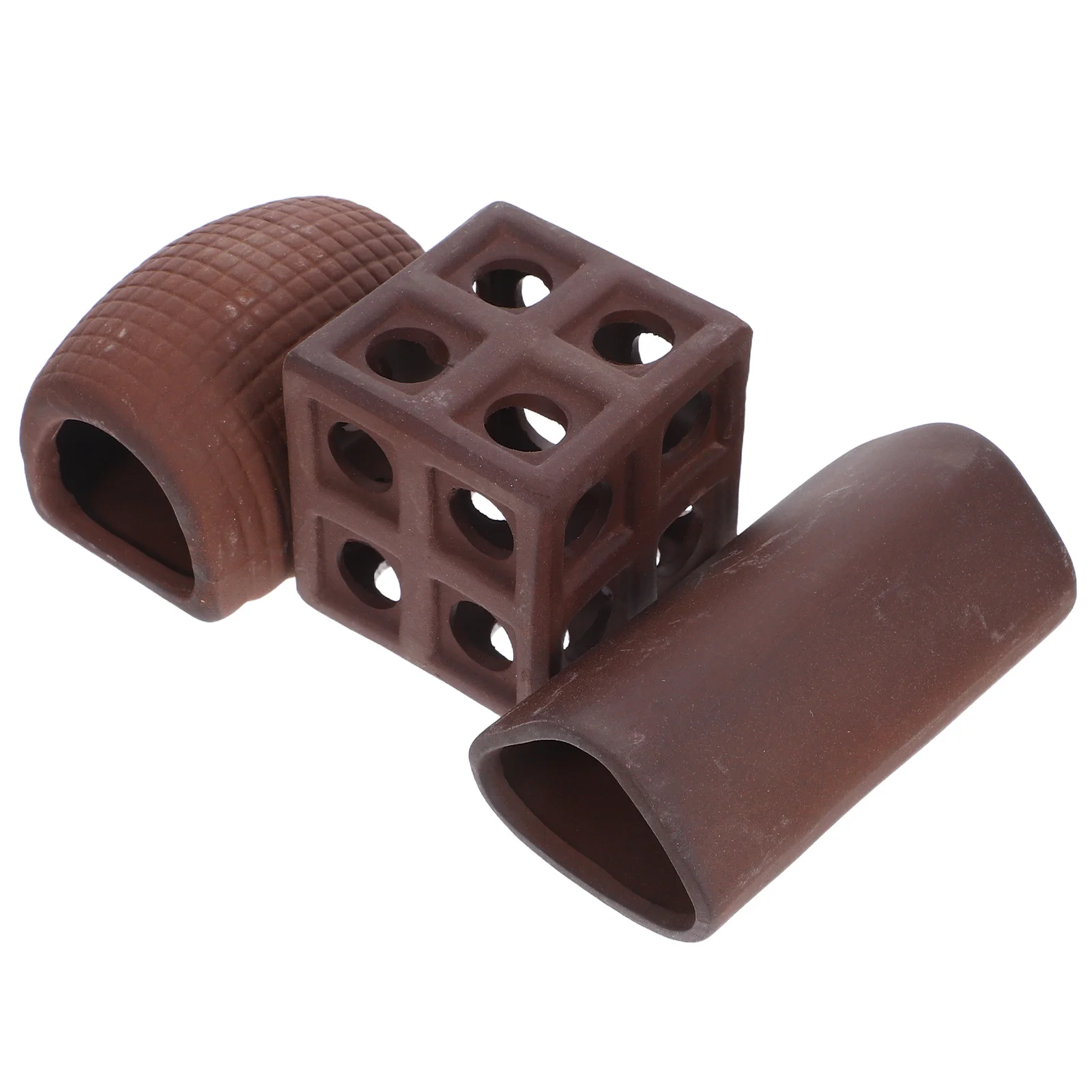 

3Pcs Aquarium Decorative Rockery Purple Sand Ceramic Fish Shrimp Hideout Breeding Cave Fish Tank Hideout Supplies