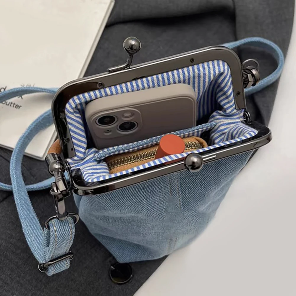 

Ladies Mini Crossbody Bag with Detachable Strap Denim Casual Sling Bag Retro Shoulder Bag Women Commute Travel Phone Bag