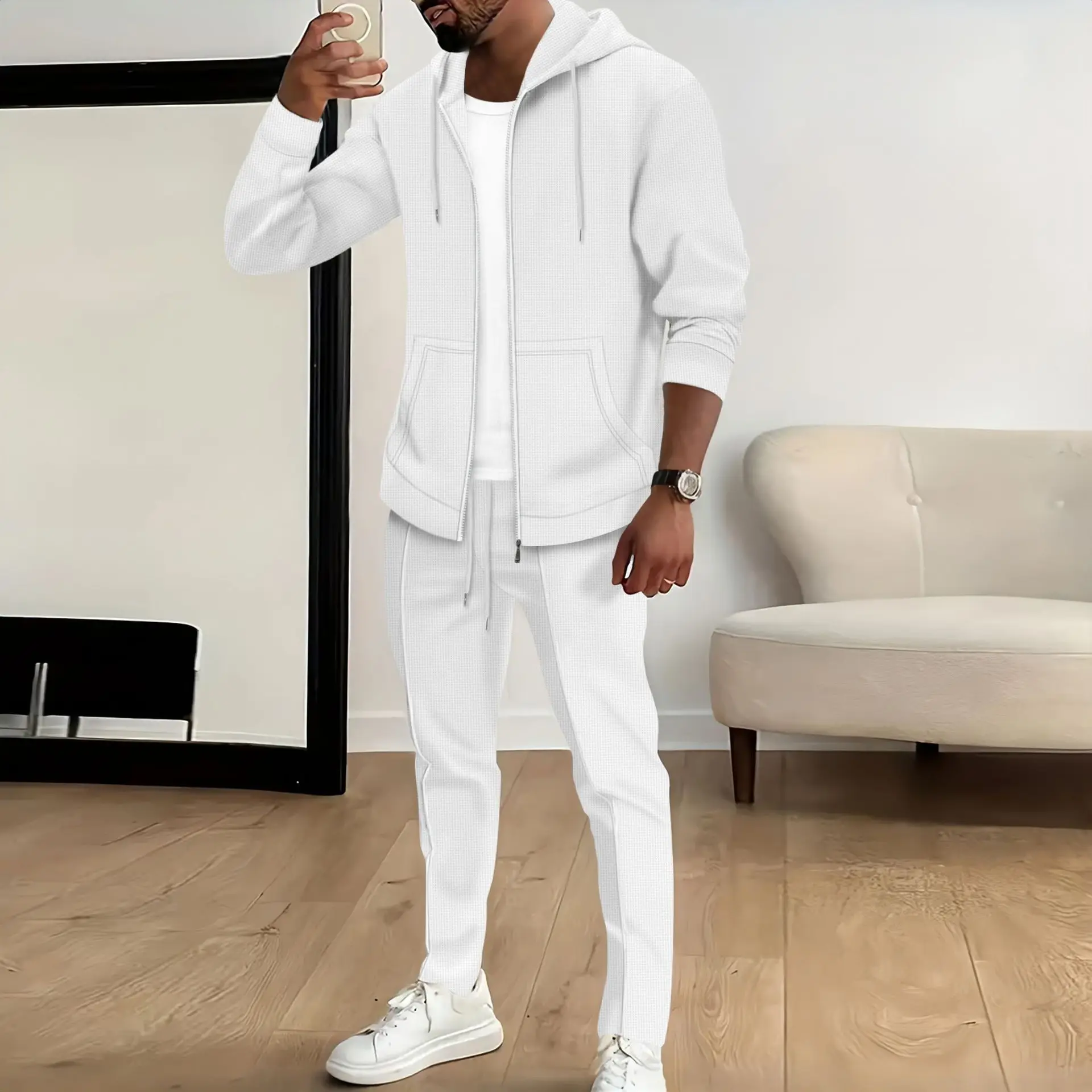 ربيع الخريف الرجال ملابس رياضية مجموعة عارضة عداء ببطء Sweatsuit مقنعين سترة + السراويل قطعتين الهيب هوب الجري التدريب الرياضة البدلة