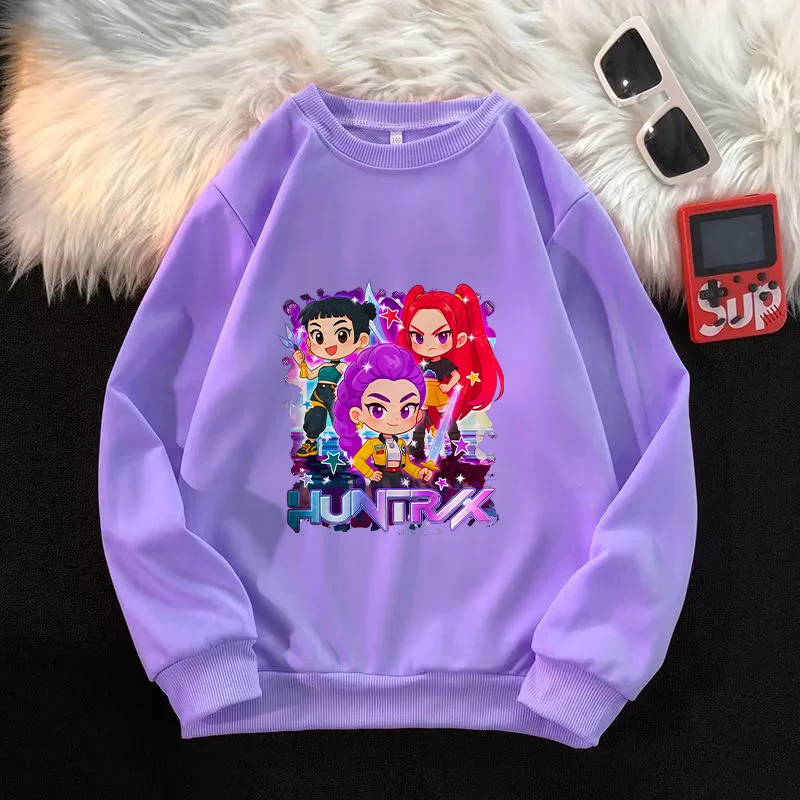 Kpop Demon Hunters Kids Thin Sweatshirts in Spring and Autumn Rumi Mira Zoey Cartoon Anime Streetwear Boys Girls Cute Tops Gifts