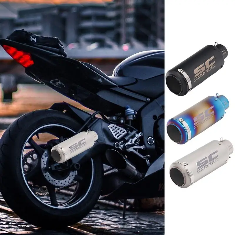 Motorcycle Exhaust Pipe Stainless Steel Slip-On Exhaust 51mm/60mm SC Exhaust Pipe Replacement For Dirt Bike Street Bike Scooter