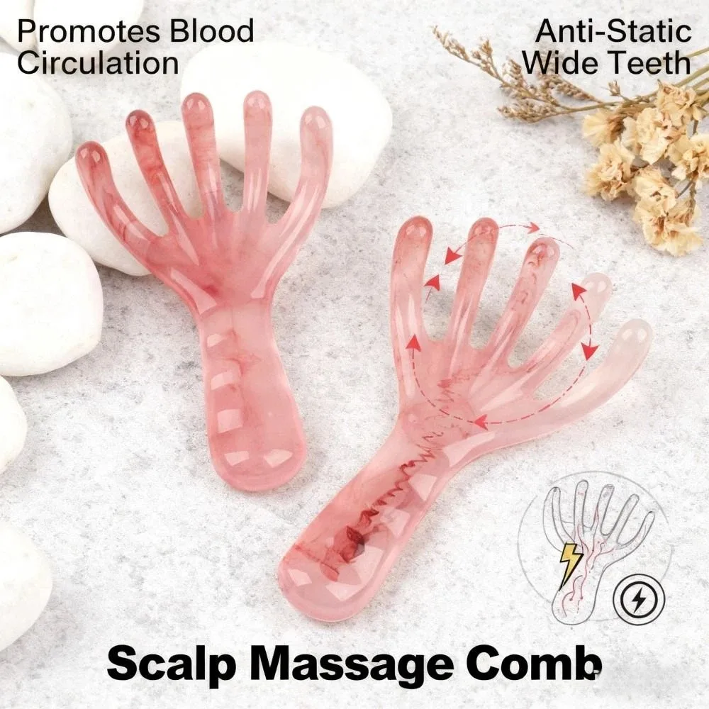 Five-Claw Head Meridian Massage Comb Resin Anti-static Long Handle Comb Multifunctional Handheld Massage Gua Sha Tools