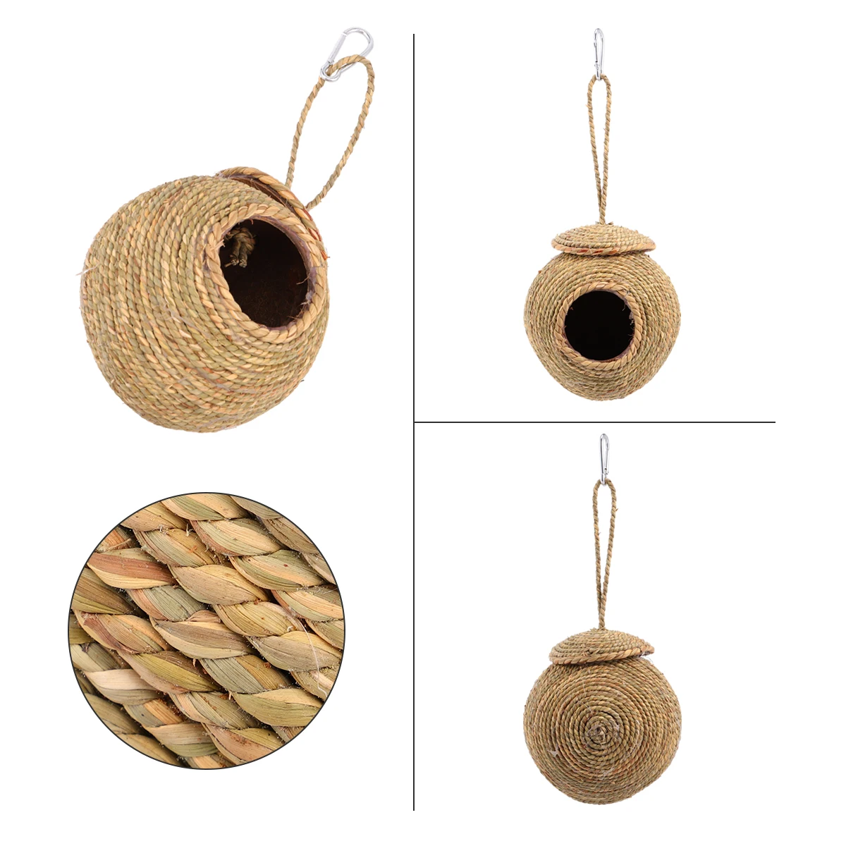 

1pc Grass Rope Woven Nest Dark Green For Parrot Hamster Squirrel Durable Hanging Cave Sleeping Nest Outdoor Indoor Decor