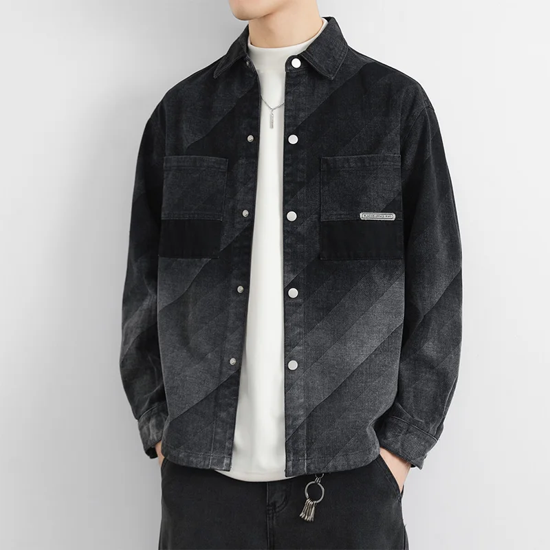 

Men's fashionable and stylish business British style versatile, trendy and casual denim jacket, high-quality top