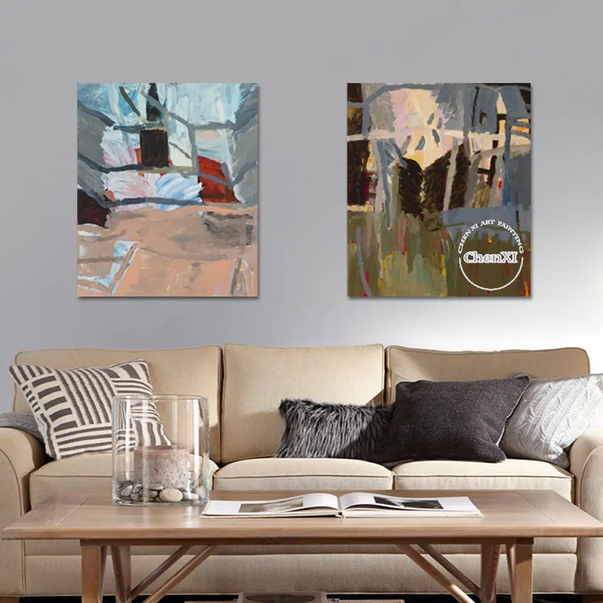 

Handmade Home Decoration 2 Panels Abstract Colorful Oil Painting Wall Poster Art Hotel Showpieces Modern Canvas Murals Artwork