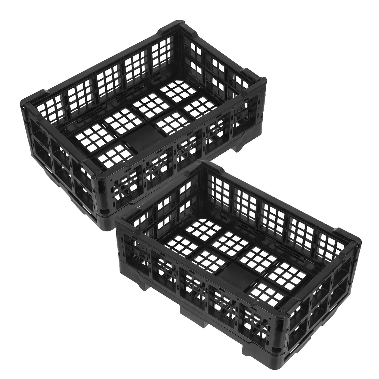 

2Pcs Foldable Plastic Storage Bins - Multipurpose Transparent Organizer Baskets for Kitchen Office Nursery - Portable Stackable