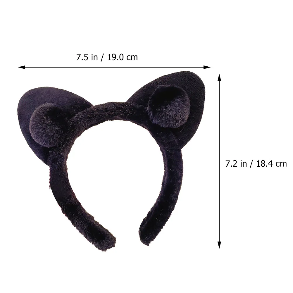 2pcs Cat Ears Hairband Edge Elastic Hoops For Makeup Washing Face Skin Care Mask Halloween Costume Animals Cosplay Hair Styling