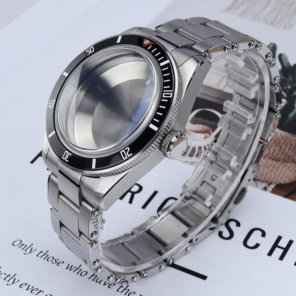Vintage 39mm Silver Watch Case For NH35 NH36 NH38 NH34 Movt Steel Folding Buckle Strap Sapphire Glass Assemble Watch Accessories