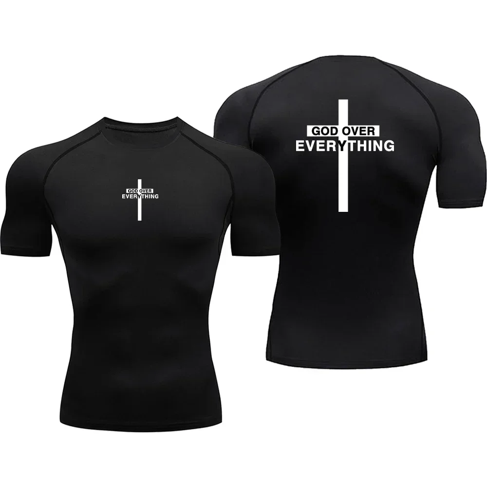 Streetwear Cross Letter Print T-Shirts Sommer enge Fitness Herren T-Shirt Sport bekleidung atmungsaktive y2k T-Shirts lässige Kurzarm Tops