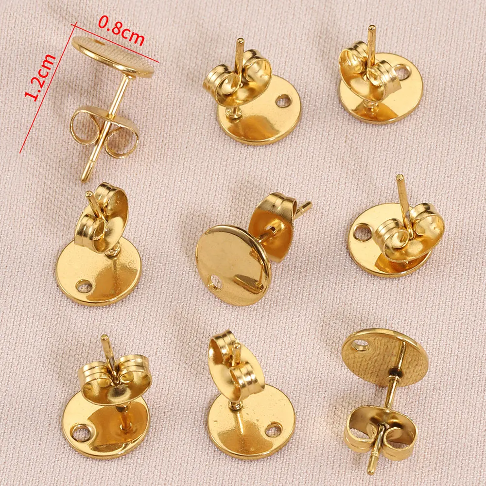10pcs Stainless Steel Round Blank Post Earring Studs