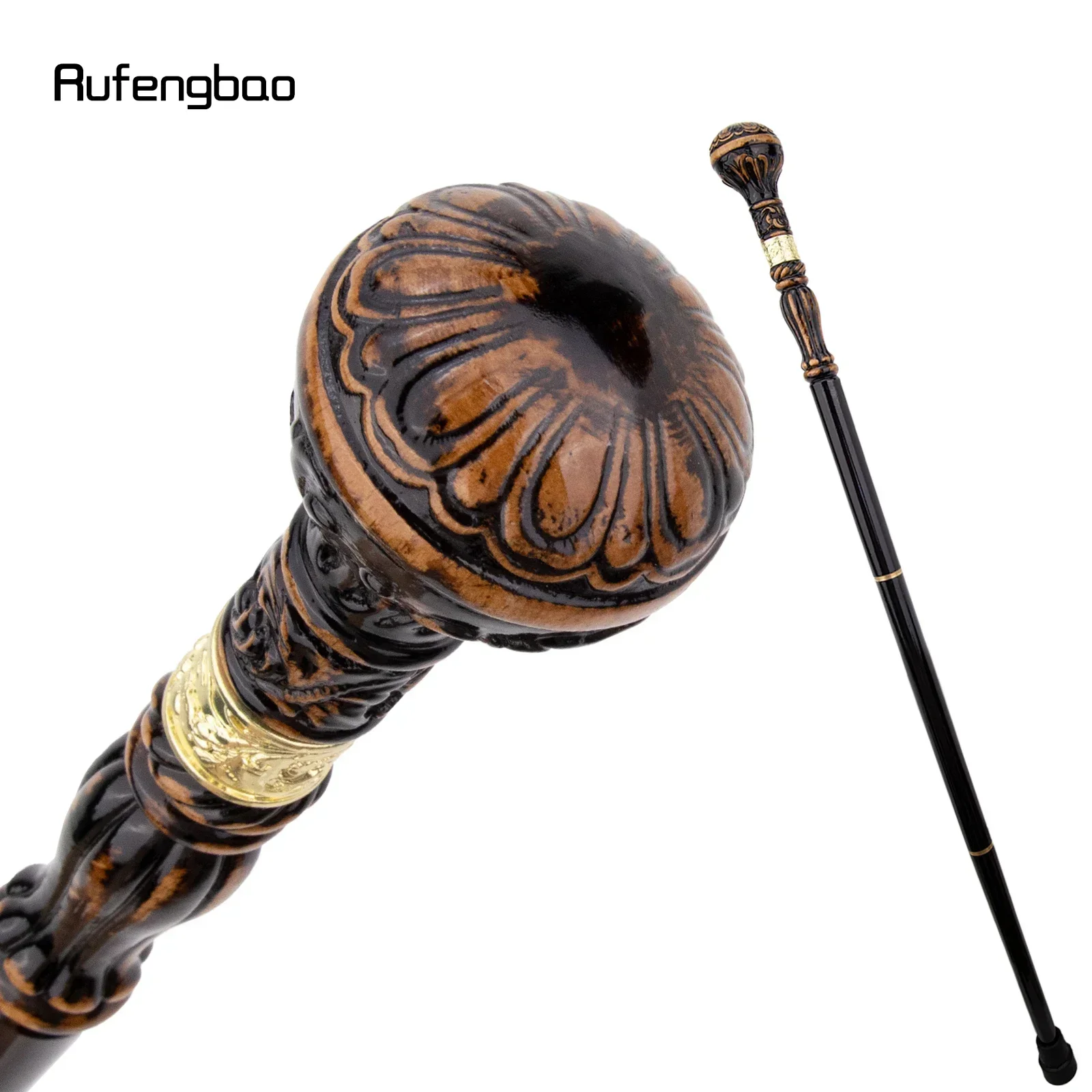 Preto marrom criativo redondo de madeira moda bengala cospaly cana de madeira desempenho palco cana 95cm desempenho palco cana