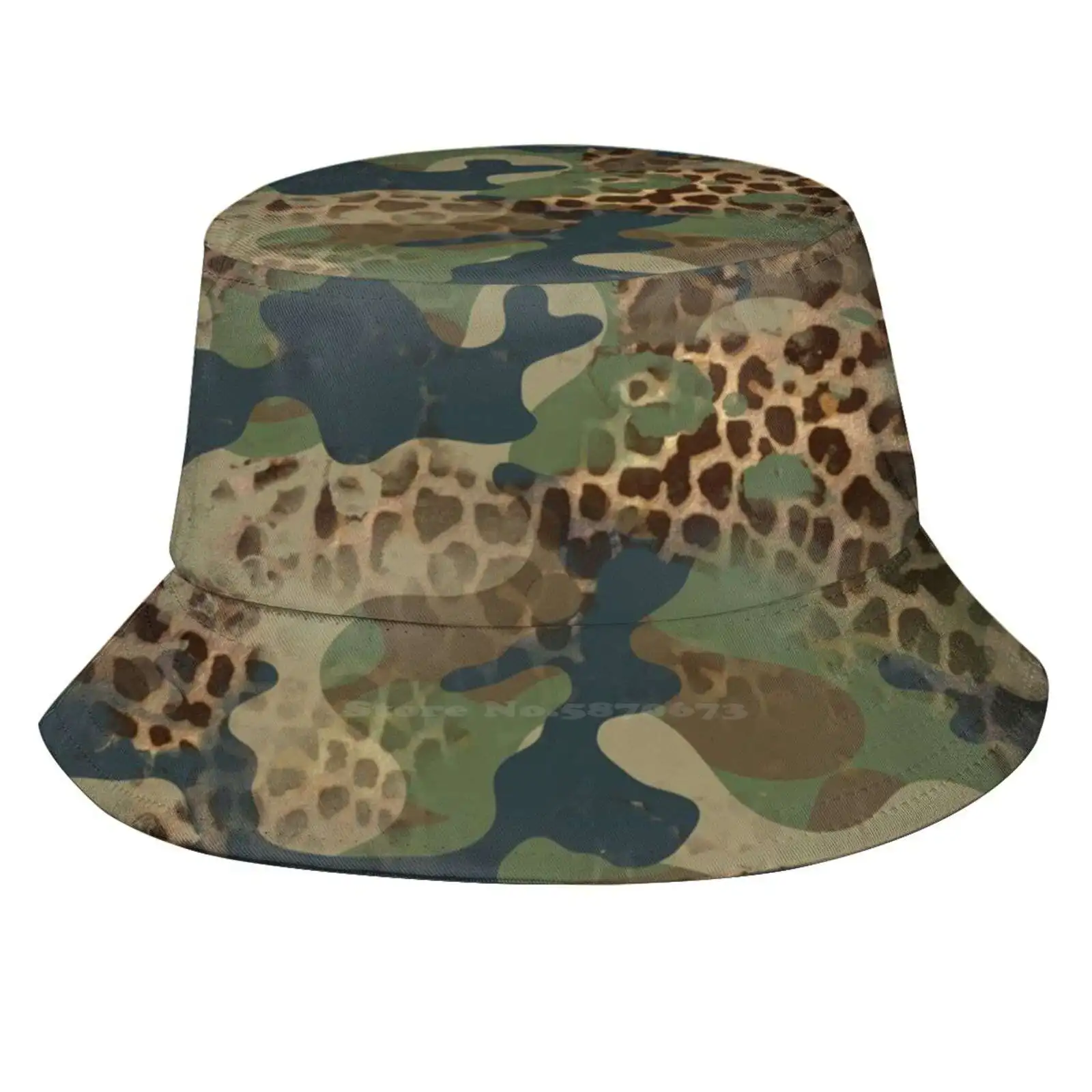 Camo And Leopard Design Print Bucket Hats Sun Cap Camo Backback Leopard Backpack Camo Leopard Designs