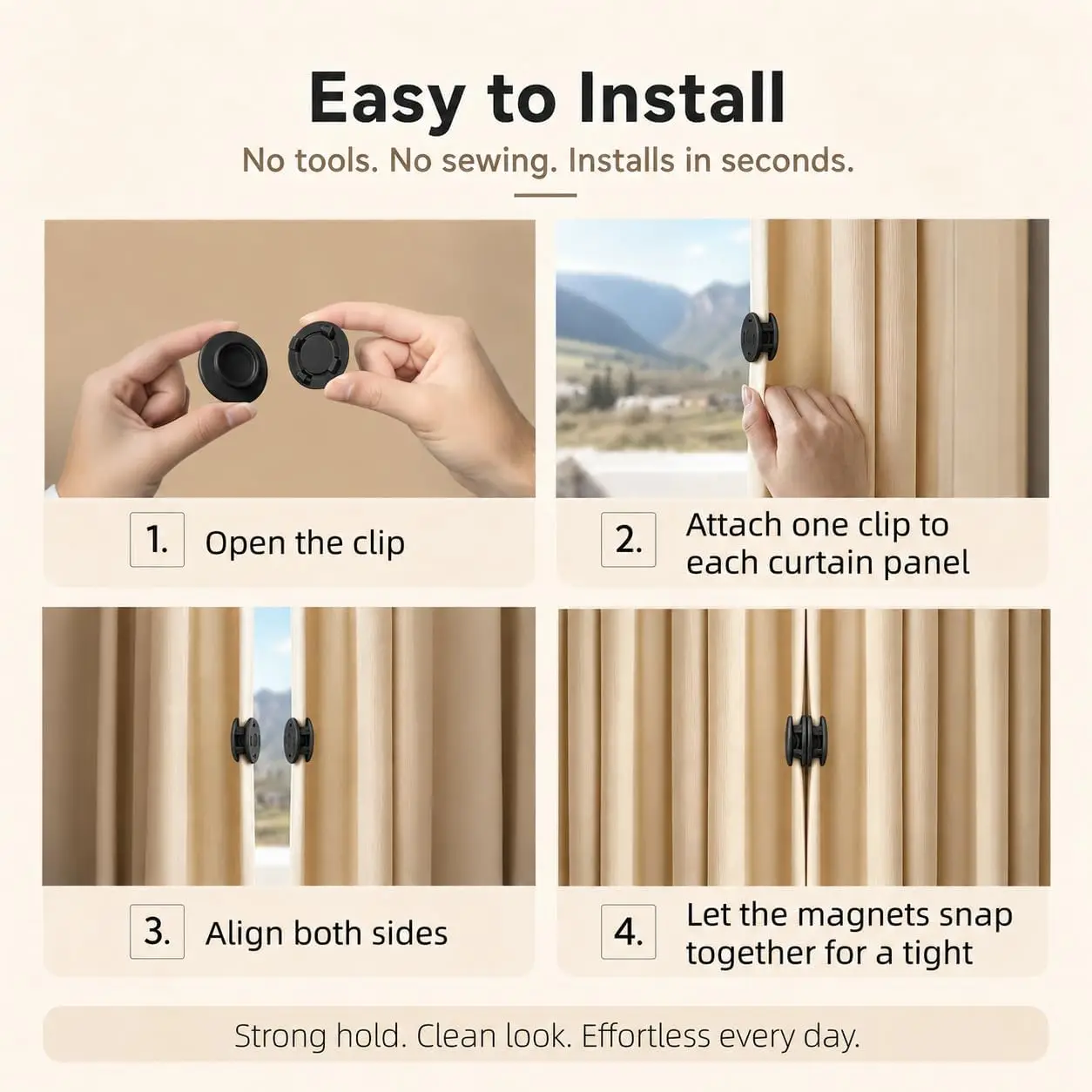 Magnetic Clips For Curtain-Magnetic Curtain Buckle Set For Window Treatment For Window Treatments & Shower Curtains Magnetic Fab