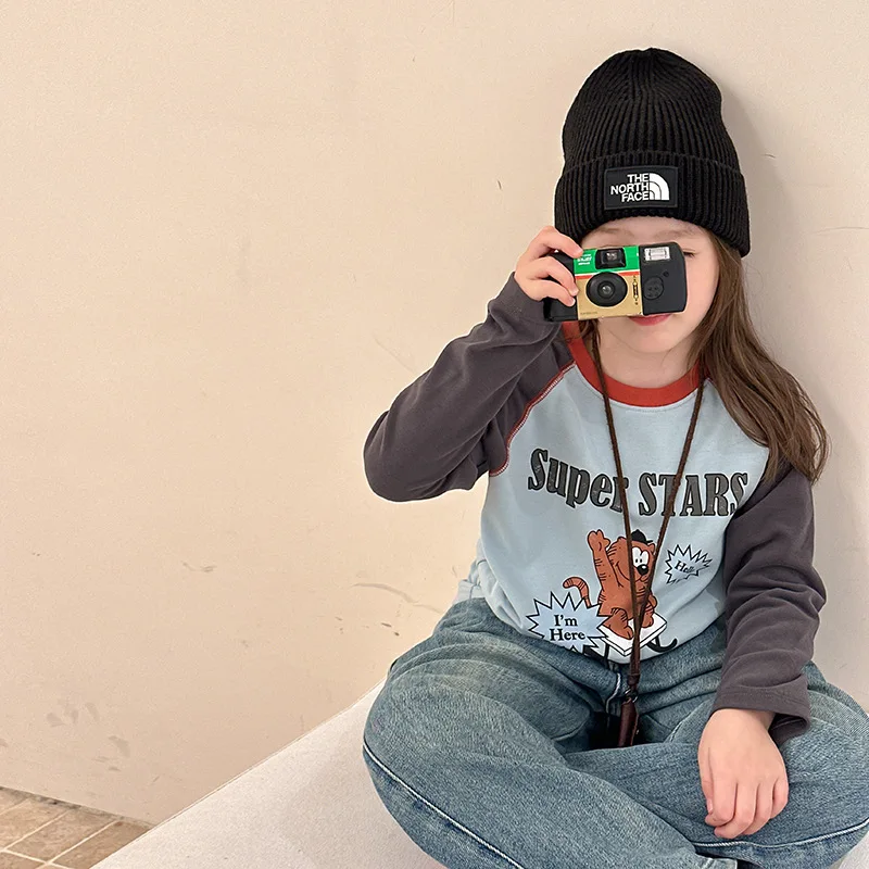 

2025 Autumn New Fashion Girl Quality Comfortable Cute Base Shirt Warm Long-sleeved T-shirt Top Boutique Clothing Simple Style