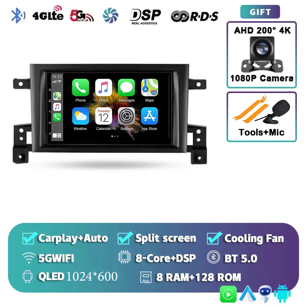 NAVIRELAX 7 zoll Für Suzuki Grand Vitara 3 2005 - 2015 2K 12 + 256 QLED Android 14 CarPlay Auto radio Multimedia Video Player GPS stereo Kopf 10