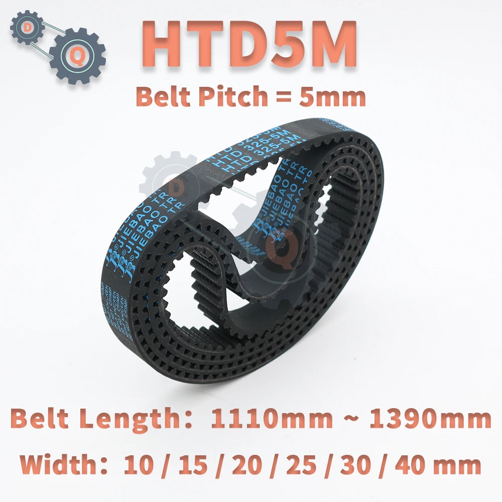 HTD 5M Timing Belt Length 1110mm to 1390mm 5M Belt Width 10mm 15mm 20mm 25mm 30mm 40mm for CNC HTD5M Rubber Closed Loop Belt 5M