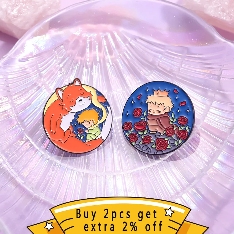 Picture 3: Children's Literature Short Storie Enamel Pin Planet Adventure Boy Rose Healing Series Film Brooch Lapel Badge Wholesale Gift