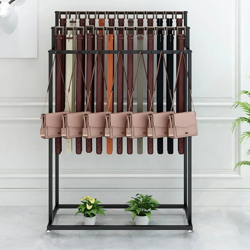 custom.Three Tiers  Floor Standing 72 Hooks Belt Display Rack