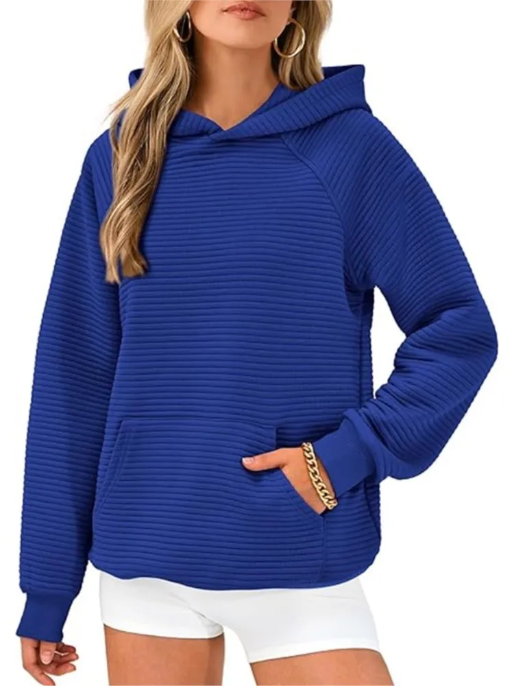 Fashion Pocket Hooded Long Sleeved Casual Hoodie Women\'s New Autumn Winter Simple Loose Sports Pullover Female Tops 2024