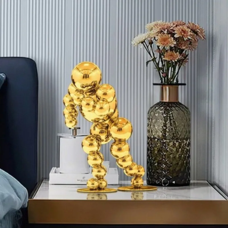 Modern Simple Stainless Steel Ornaments Spheres Composition Running Posture Decorative Luxury Living Room Art Decoration