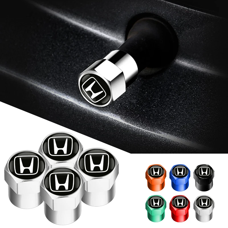 4pcs Car Wheel Tire Valves Tyre Air Caps Case Car Sticker For Honda Civic Odyssey HR-V City Accord Jazz Car Accessories