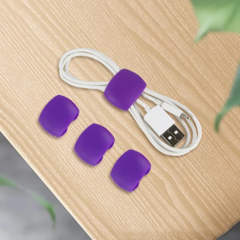 Silicone Cable Organizer Clips 10PCS Set for Managing USB Chargers Headphones and Cords for a Clutter Free Desk