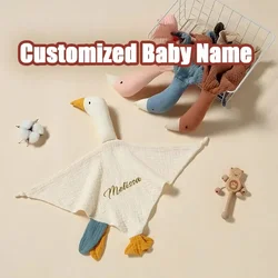 Manta personalizada con nombre de bebé, accesorios de muselina de algodón para recién nacido, manta para bebé con nombre, muñeca bebé para dormir, calma y apaciguar