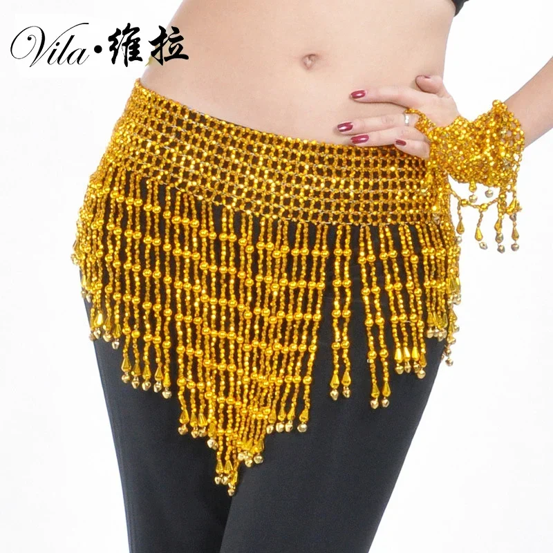 Gold Silver Beads Oriental Belly Dance Bellydance Belt for Sale Women Waves Indian Dancing Accessories Waist Chain Stretch Waist