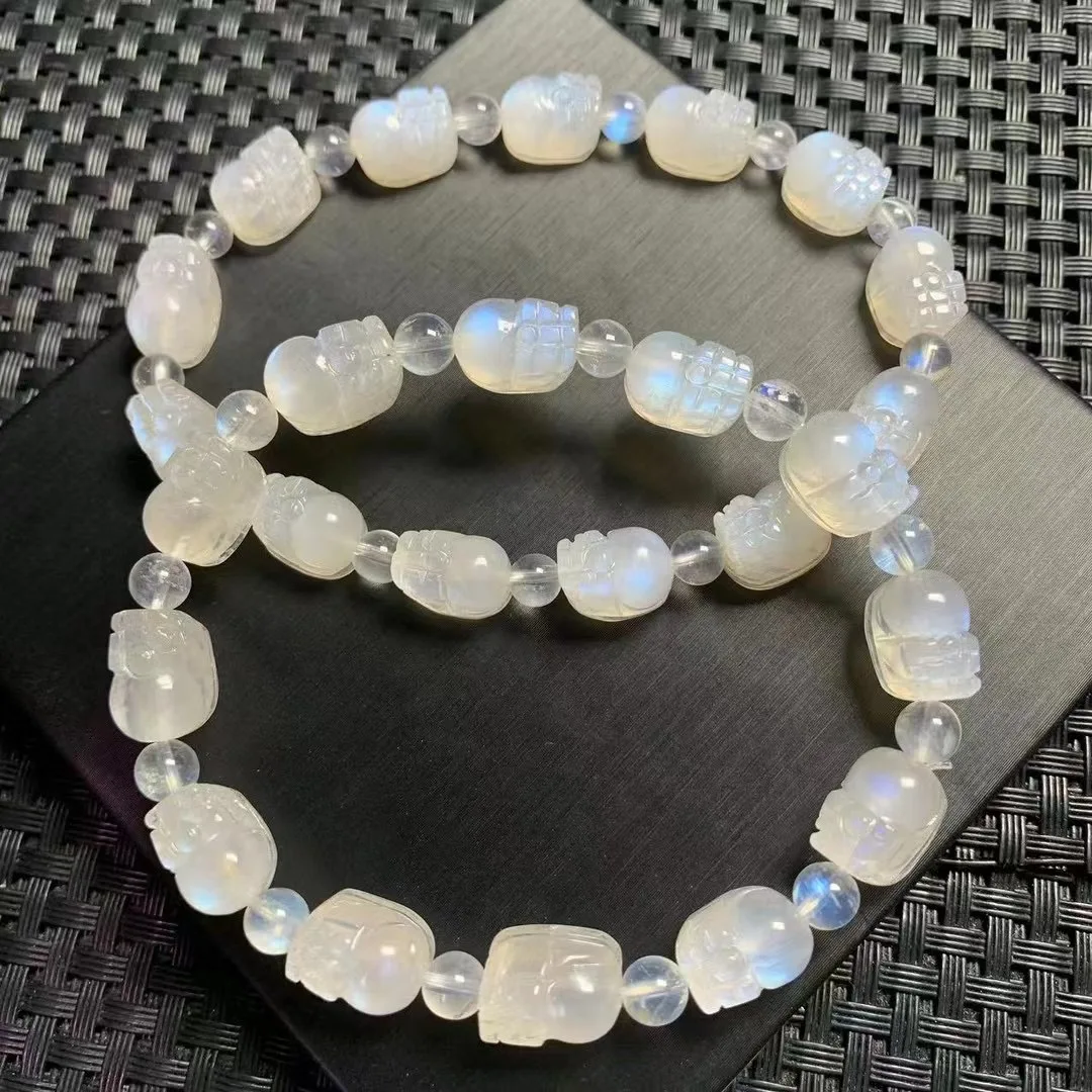 

Natural Blue Moon Stone Pixiu Bracelet Fashion Healing Personalized For Men Women Gemstone Jewelry Lovers Gift 1pcs