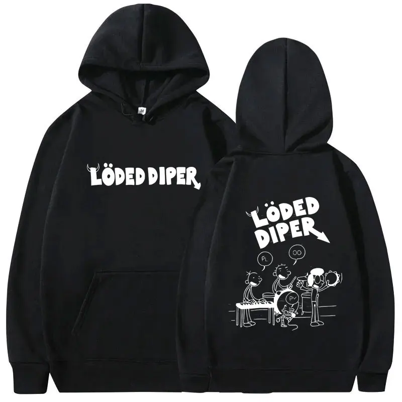 

Loded Diper Double Sided Printed Hoodie Men Women Vintage Rock Oversized Sweatshirt Unisex Hip Hop Fashion Streetwear Hoodies