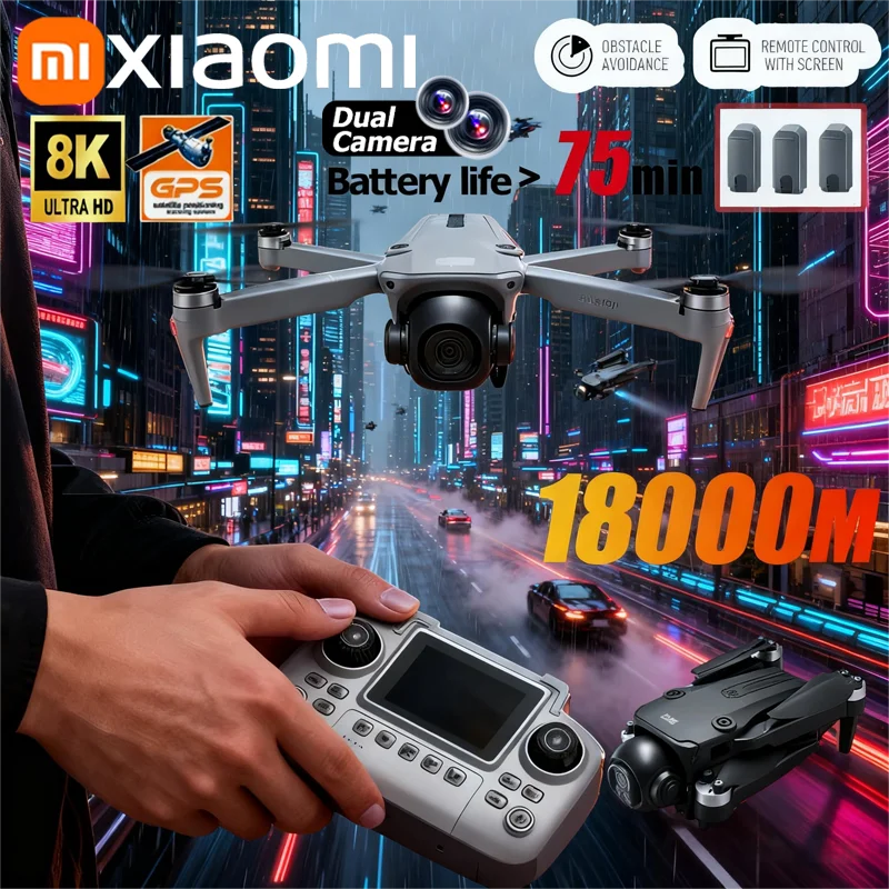 

Xiaomi D18 Drone 8K HD Dual Camera Aerial Intelligent Obstacle Avoidance Brushless Motor WIFI GPS Screen Remote Control Drone