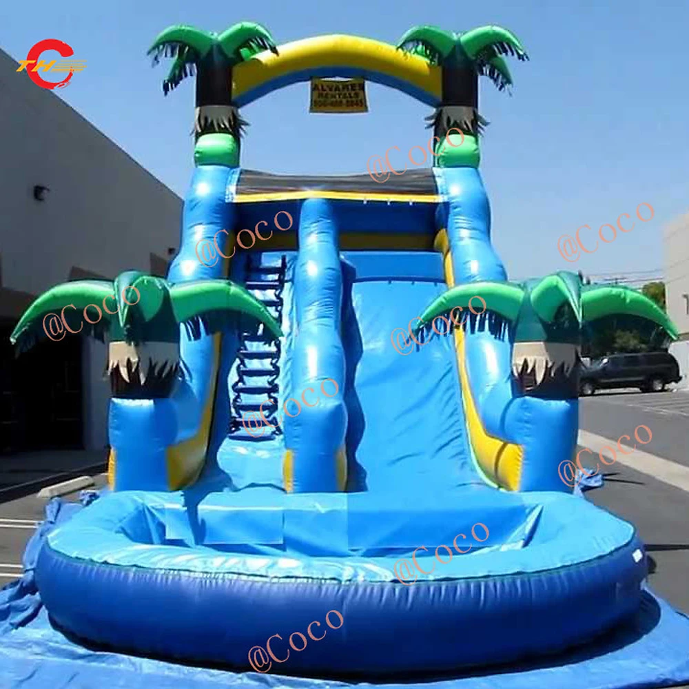 

sea shipment,customized bouncy water slides, commercial tropical Inflatable Water Slide for sale