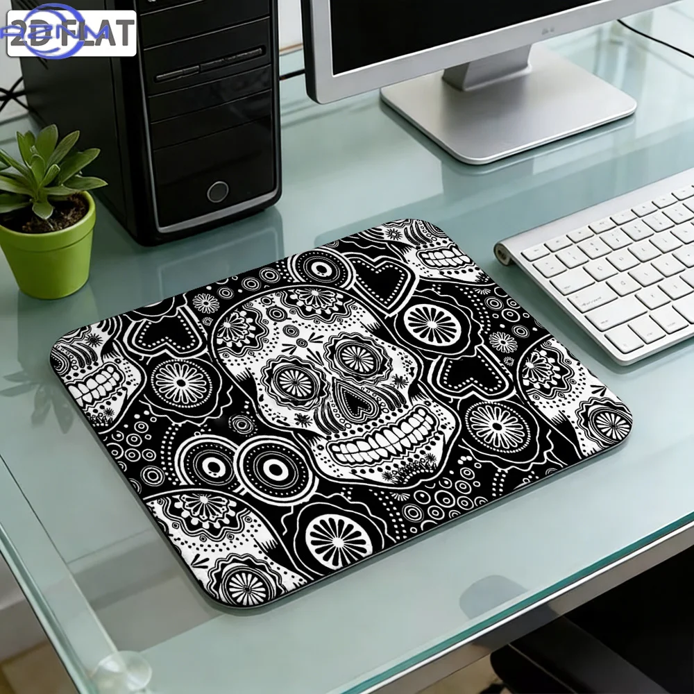 1pc Day of the Dead Sugar Skull Mouse Pad - Calavera with Stitched Edges, Non-Slip Thickened Desk Suitable for Gaming & Office,
